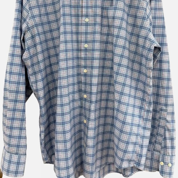 Peter Millar Stretch Silver Label Long Sleeve Button Down Shirt Blue Plaid XL - Picture 3 of 8